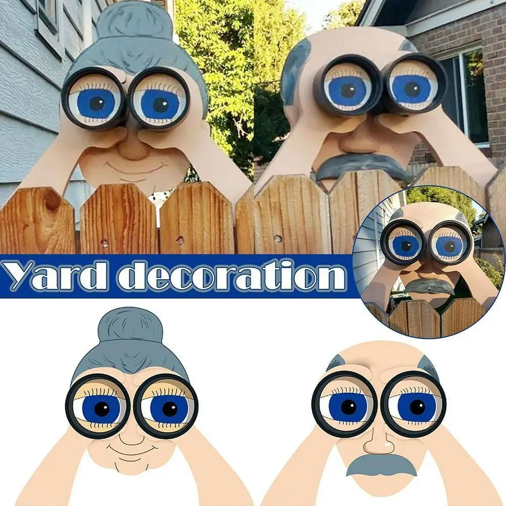 

Garden Fence Decor Nosy Grandpa Grandma Ornament Fun Decoration Courtyard Illustration For Fairy Garden Figurines Miniature Home