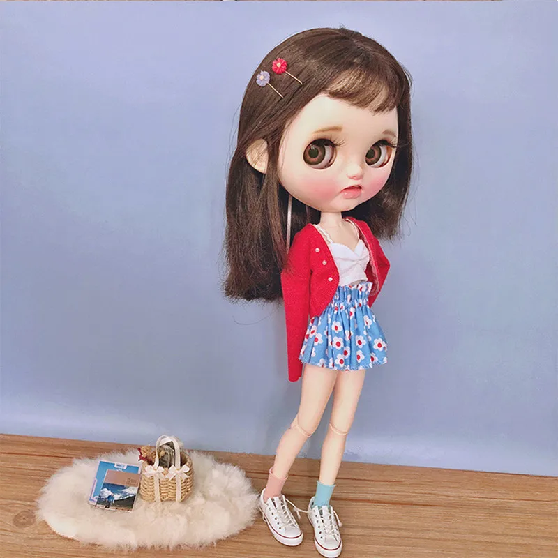Джинсовая юбка Blyth BJD Azone кардиган 1/6 Одежда для кукол (подходит Ob24 ICY jerfish