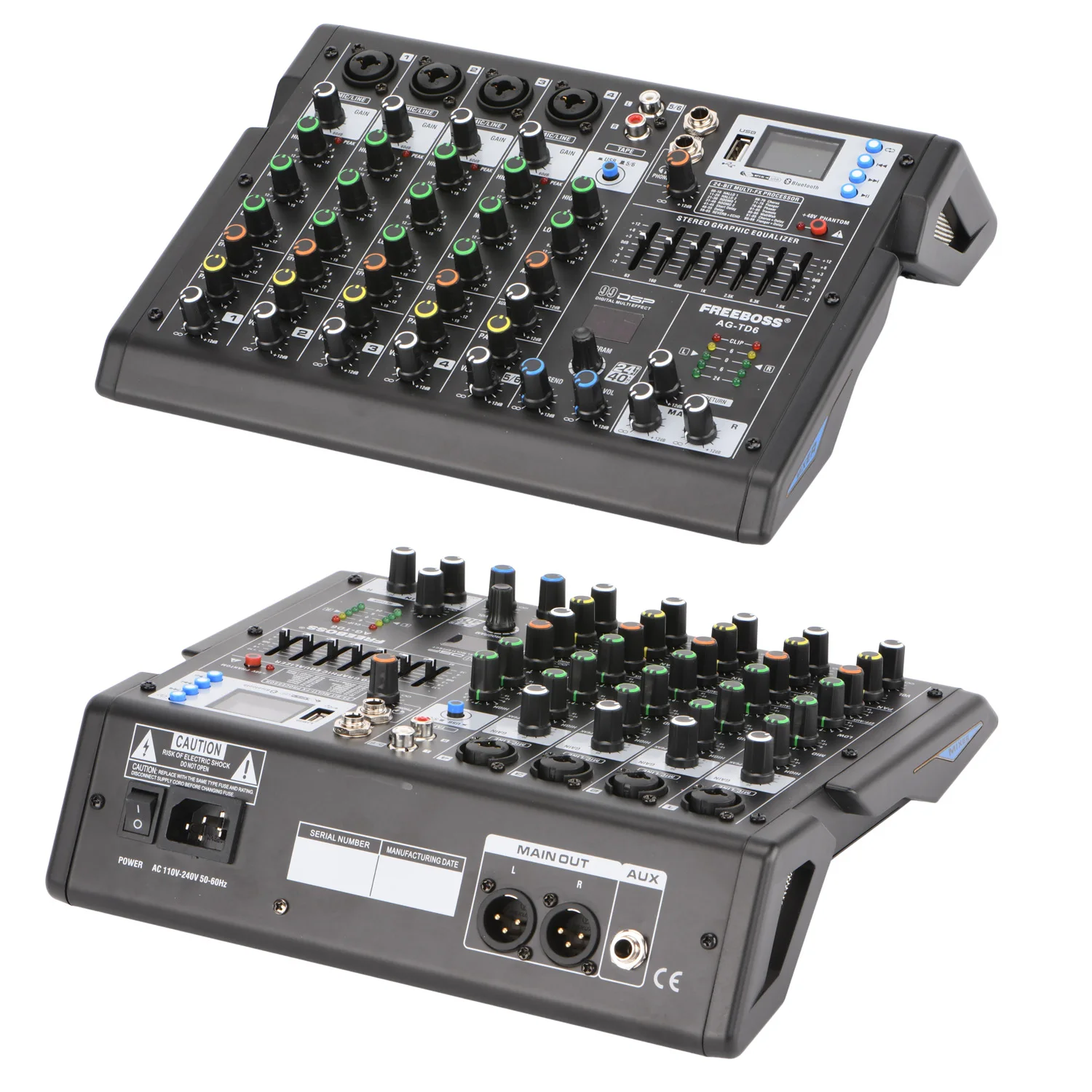 Freeboss AG TD4 серии 4/6 Каналы 99 эффекты 7 полосный USB воспроизведение и запись Bluetooth Dj