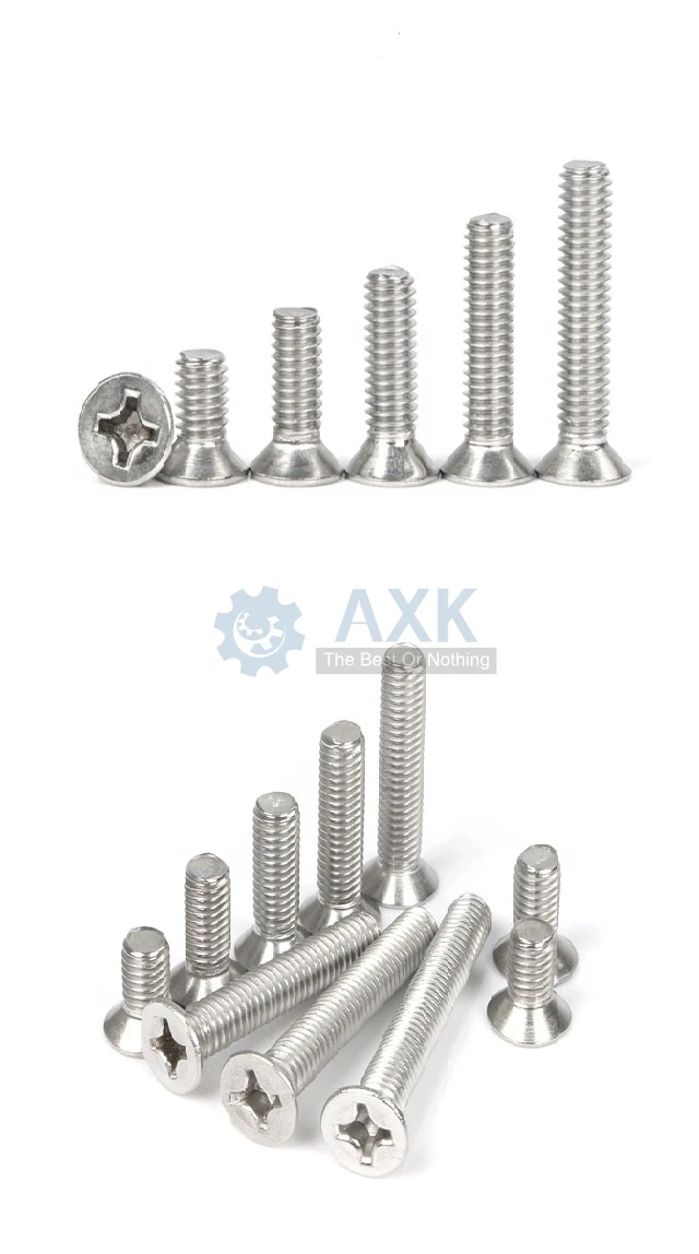 100pcs/lot UNC 6-32*3/16 1/4 5/16 3/8 1/2 5/8 3/4 7/8 1 inch Stainless steel A2 flat head countersunk phillips screw