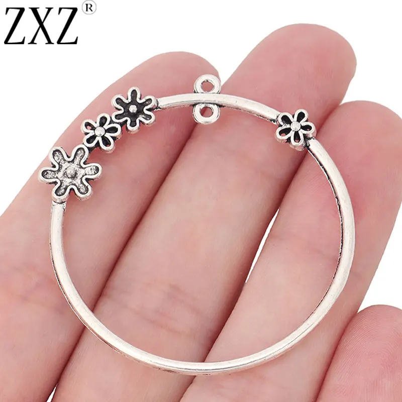 ZXZ 10 шт тибетские серебряные большие круглые подвески с маленьким цветком для