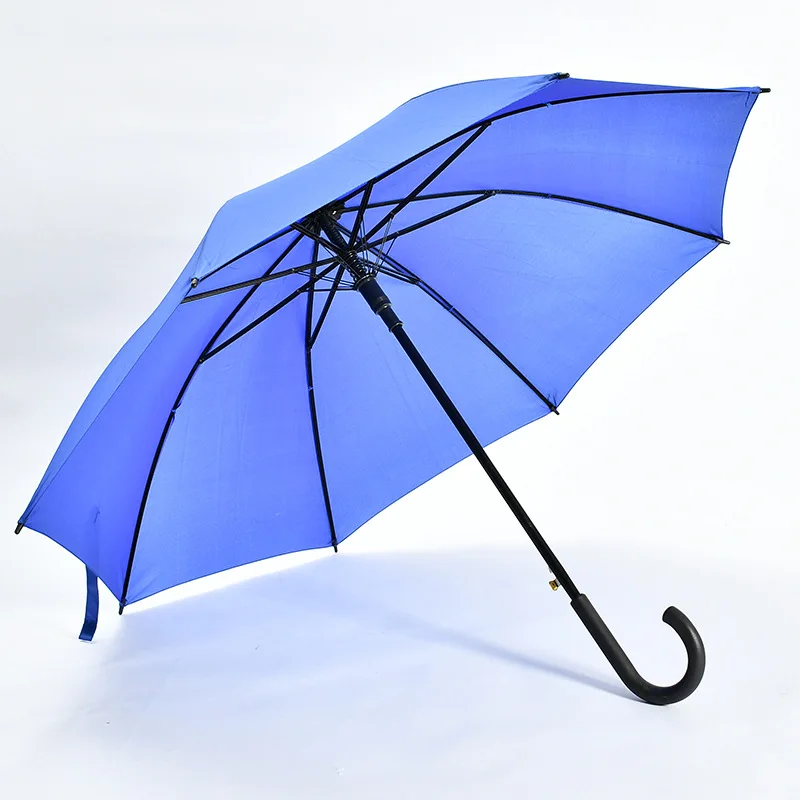 Windproof Double-layer Umbrella Women And Men Double Bone Straight Umbrella With Curved Handle Reinforced Solid Color 8k Busines