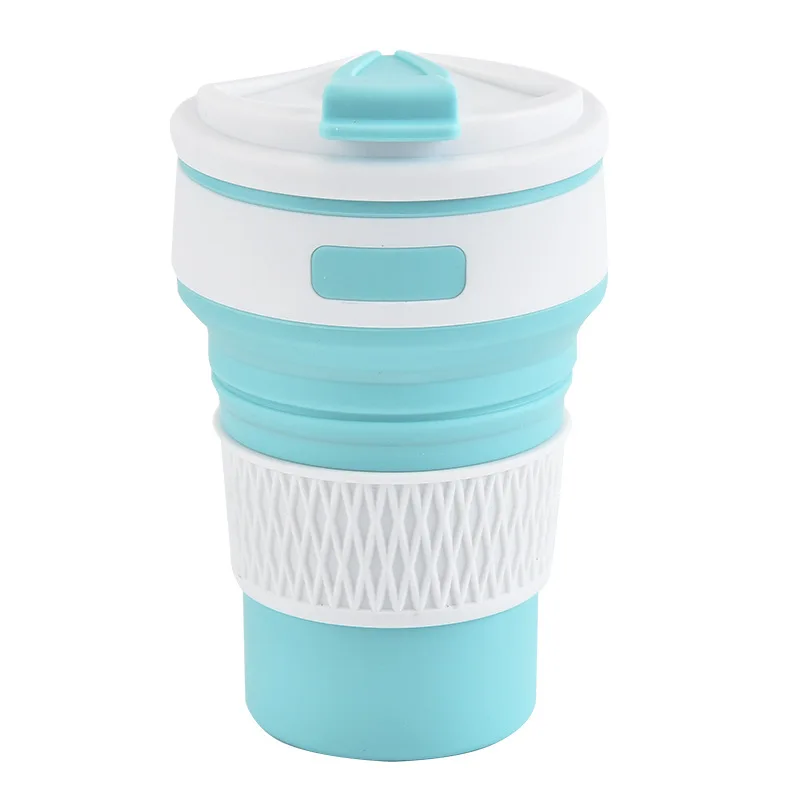 light blue Силиконовая чашка креативный Силиконовый складной круглый Телескопический Силиконовый складной однослойный силиконовые чашки кружки, кофейная кружка - Цвет: light blue