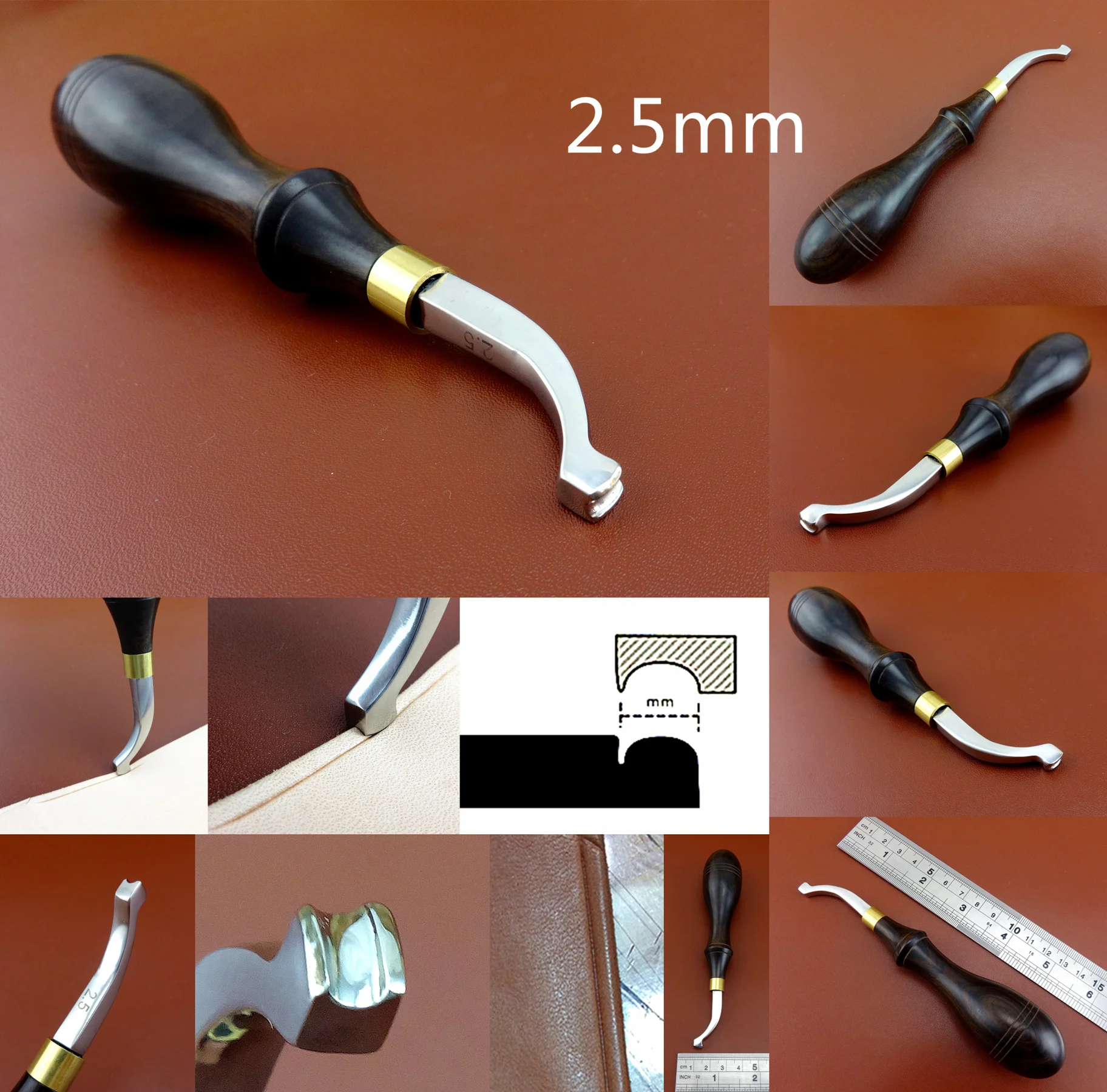 1 шт. 2 5 мм кожевенное ремесло неглубокий Круглый Выпуклый край скребок пресс