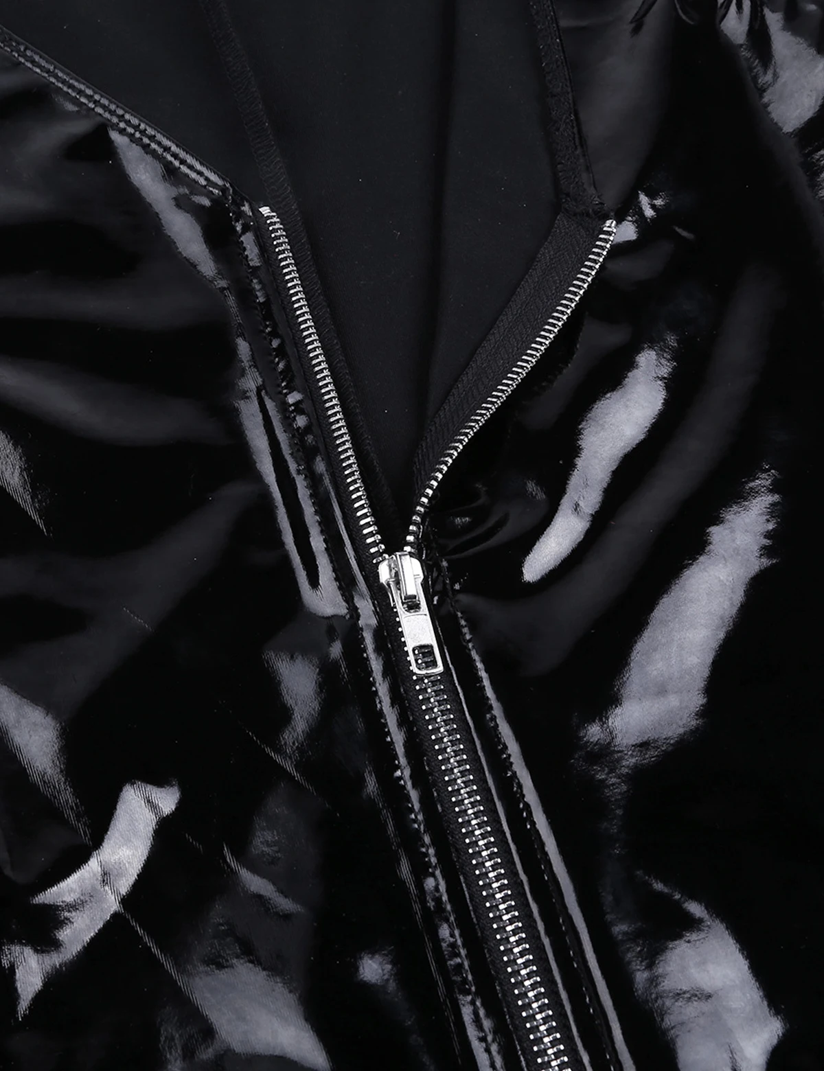 

Womens PU Leather Wetlook Evening Bodycon Rompers Sexy Front Zipper Leotard Sexy Bodysuit for Women Catsuit Clubwear Jumpsuit