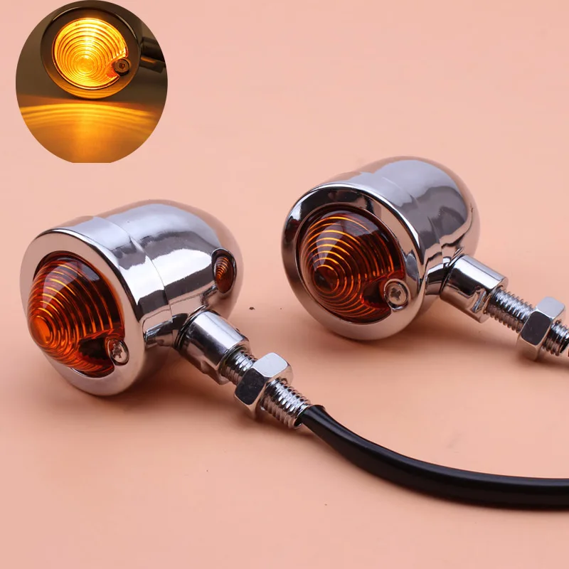 1 пара хромированных металлических указателей поворота желтые огни лампа в стиле
