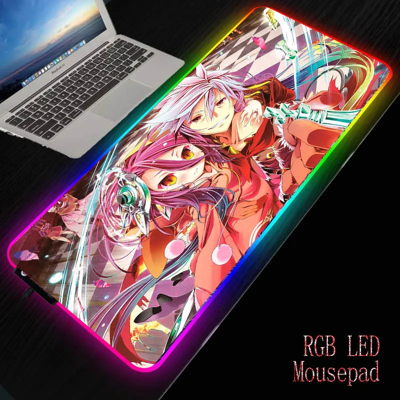 

Mairuige Anime No Game Life Large LED Light RGB Gaming Mouse Pad USB Wired Mousepad Mice Mat 7 Dazzle Colors for Computer PC