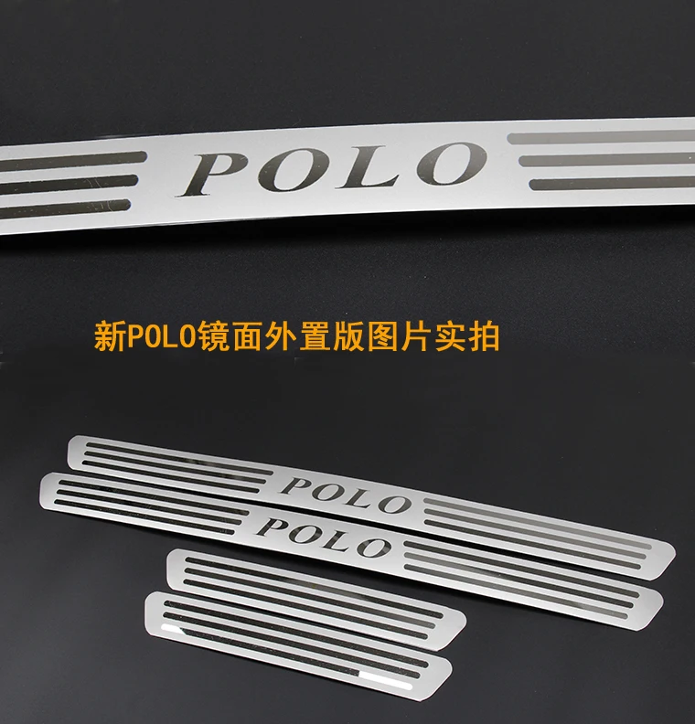 High quality stainless steel Slim Scuff Plate/Door Sill Protector Sticker For Volkswagen polo 2011 TO 2016 Car Styling | Автомобили и