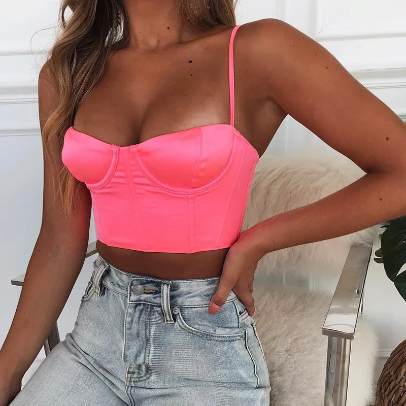 

European and American Summer Sexy Candy Color Navel Party Short Slim Section Top Camisole Women