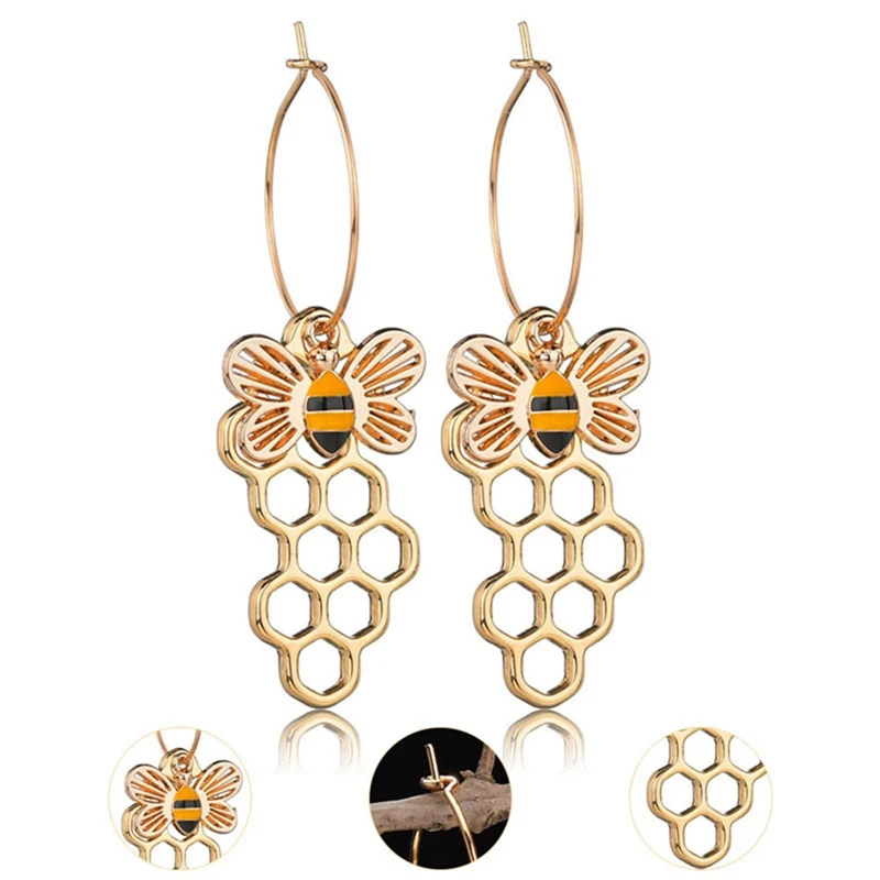 

Individuality Honeybee Honeycomb Women Drop Earrings Hot Trendy Wonderful Decoration For Women Party Drop Earrings Jewelry