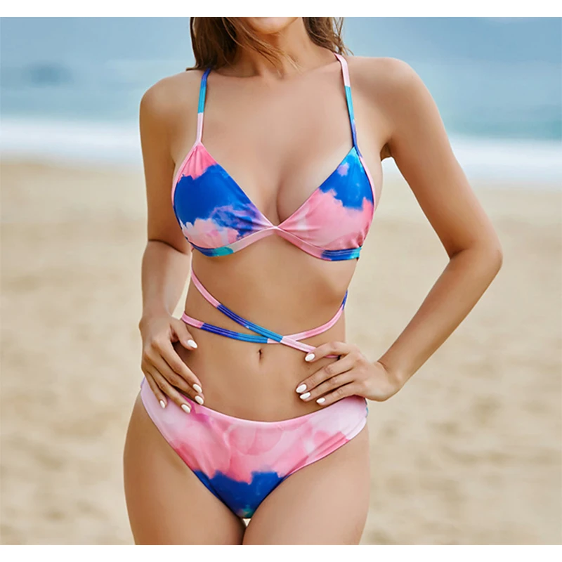 

Женский купальник с завязкой на шее, с чашкой пуш-ап