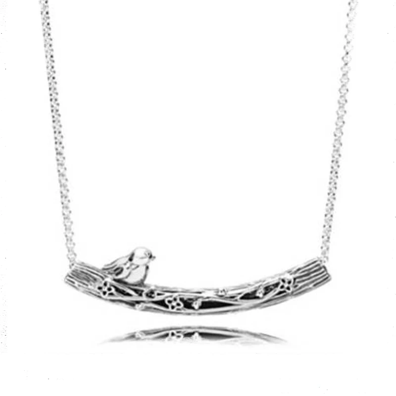 

Bird On The Tree Necklace 100% Real 925 Sterling Silver Bird On the Tree Necklace For Fashion Women Jewelry Gift