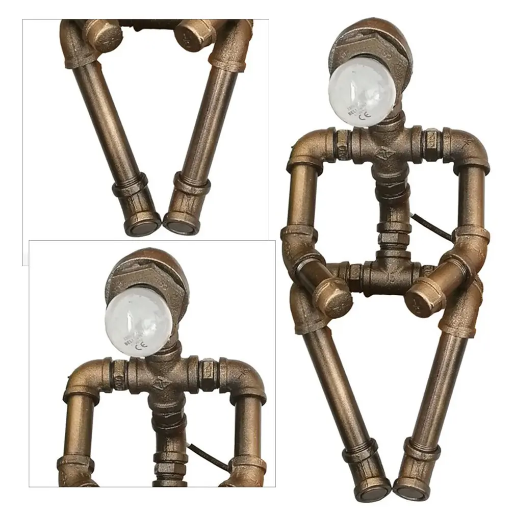 

Factory direct sales Industrial Robot Lamps Retro Style Steampunk Lamp Cute Table Lamp Water Pipe Light For Office Bedroom