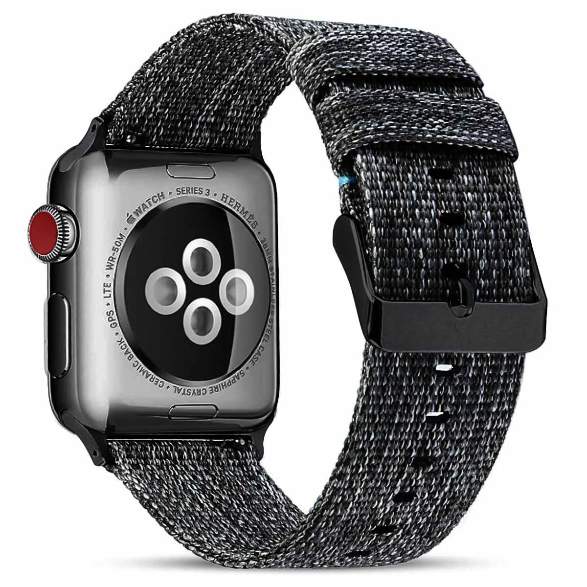 Черный Тканый нейлоновый ремешок для наручных часов Apple Watch серии 3/2/1 38 мм 42 мм дышащий сменный ремешок Спортивные петли для наручных часов iwatch серии 5 4 40 мм 44 мм - Цвет ремешка: Черный