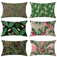rectangle pillow case tropical plants flower print decorative throw pillows for living room sofa linen throw pillowcase 50x70