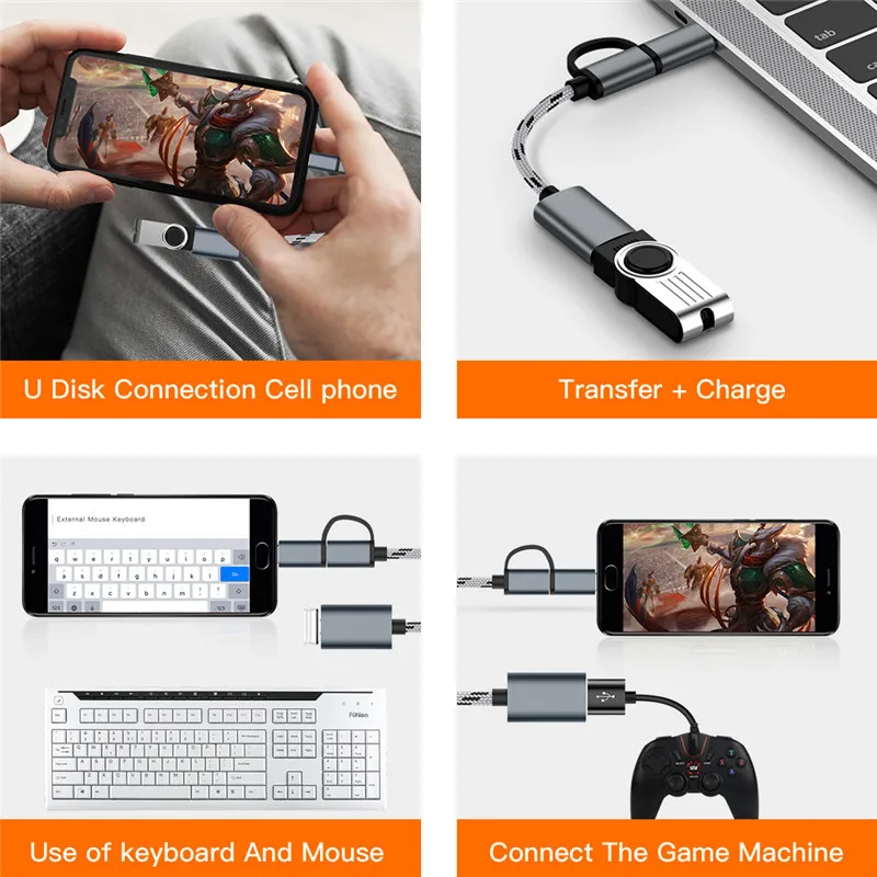 

2 In 1 USB 3.0 OTG Adapter Cable Type-C Micro USB To USB 3.0 Interface Converter For Cellphone Charging Cable Line Dropshipping