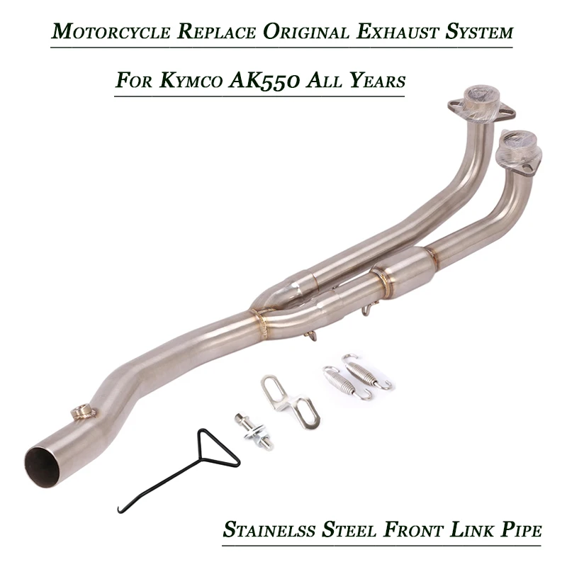 

38mm Outer Diameter Front Link Pipe Lossless Connect Original Exhaust Muffler Tubes Stainless System For Kymco AK550 Until 2021
