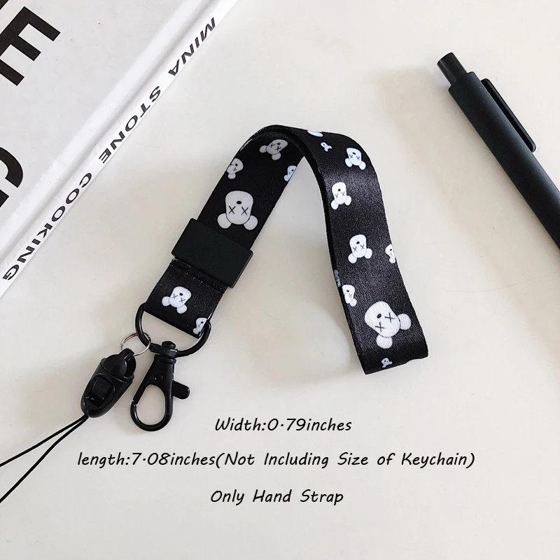 Hand Strap Black Ремешки для телефона с принтом медведя на шею для ключей, удостоверения личности, бейджа, наручный ремешок для сотового телефона, ID карты - Цвет: Hand Strap Black