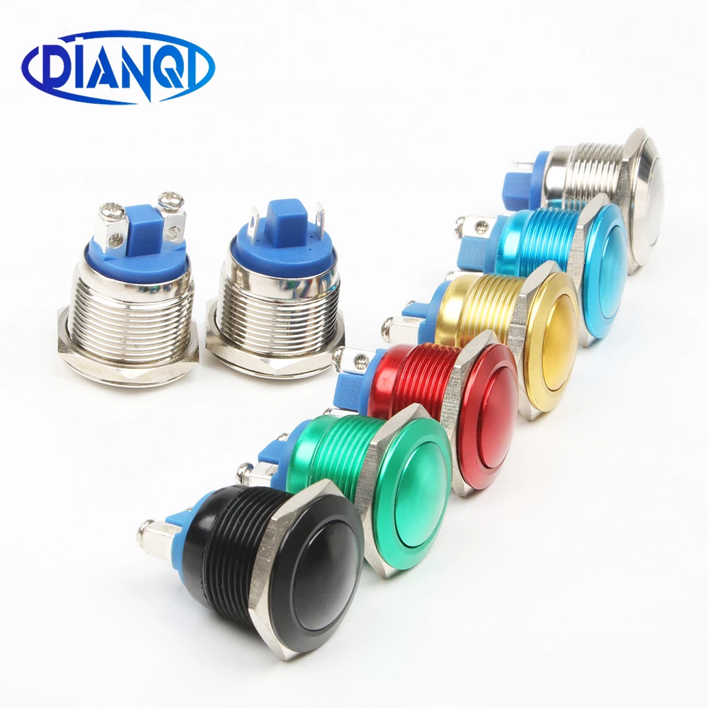 19 мм алюминиевый оксидный кнопочный переключатель с купольной/сферической