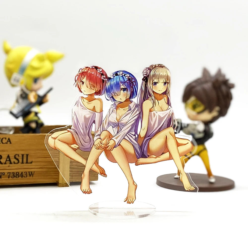 

Re Zero Starting Life in Another World Ram Rem Emilia HF acrylic stand figure model holder cake topper anime