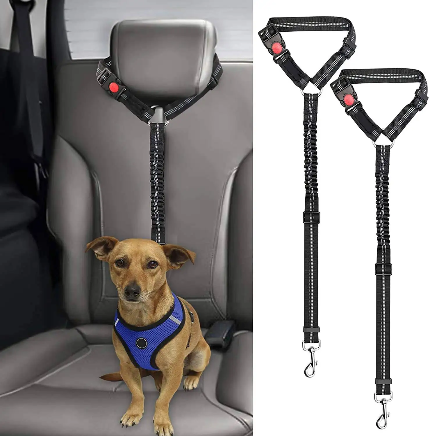2 упаковки Безопасность ремень для собак в автомобиле ошейник, поводок автокресло Ремни Безопасность приводит поводок для собак для путеше...