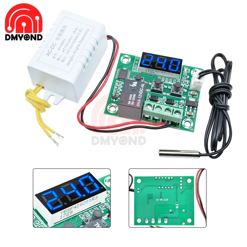 Цифровой термостат для инкубатора 110-220 В переменного тока W1209 |