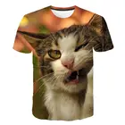 Летняя Мужскаяженская футболка с фотографией животных, новинка 2020, футболка с коротким рукавом и забавным котенком, простая футболка с 3d-рисунком, Мужская футболка