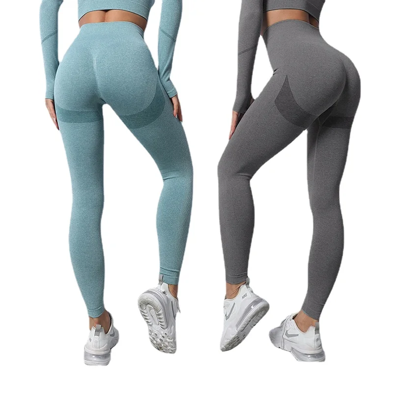 

European and American Popular Fitness Pants High Waist Elastic Leggings Running Sports Sweat-absorbent Breathable Trousers