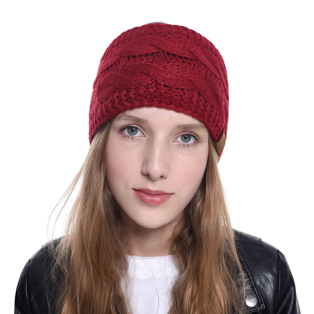 F ISHOWTIENDA женская теплая широкая повязка для головы осенние и зимние однотонные шерстяные переплетенные волосы полоса спортивная повязка для женщин#905Y45 - Цвет: F