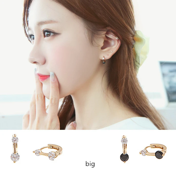

925 sterling silver earring fashion zircon I-shaped vertical bar shape ear ring ear bone ear buckle simple trend girl ear jewelr