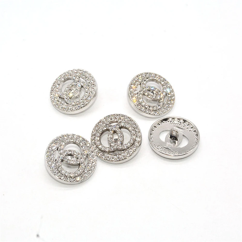

10pcs Silver Rhinestones Women Blouse Buttons Handmade DIY Sewing Buttons for Clothing 18mm Snaps for Clothes Luxury Cc Buttons