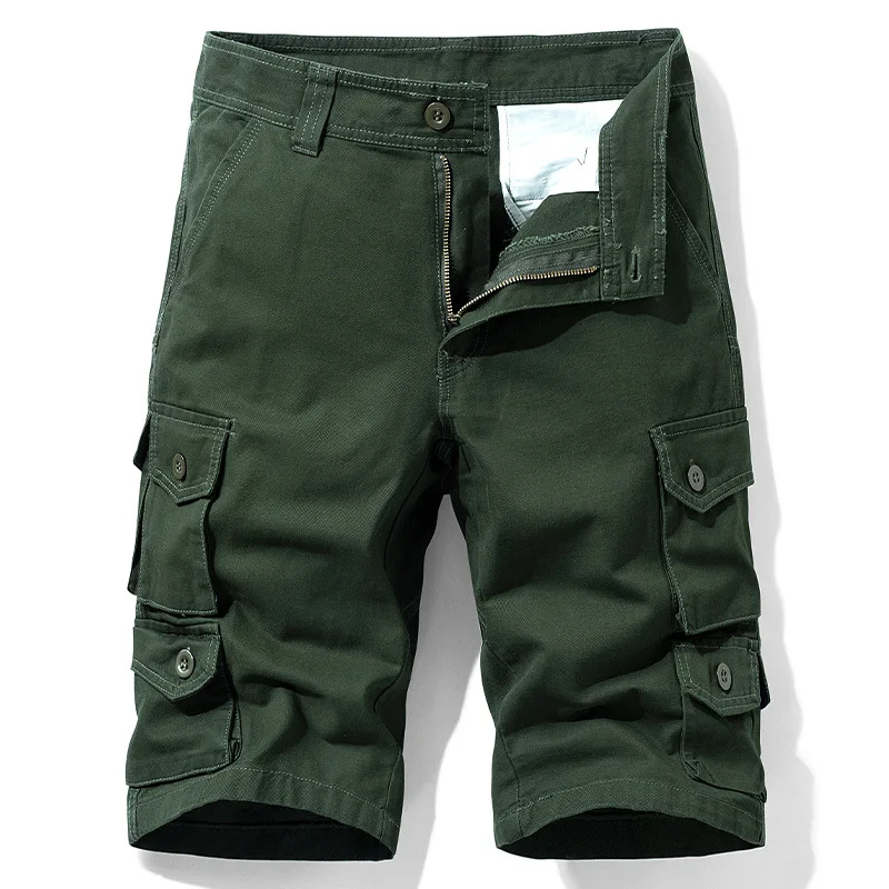 

Summer Casual Men's Cargo Shorts 100% Cotton Solid Color Multiple Pockets Pinochetto High Quality Breathable Bermuda Male Pants