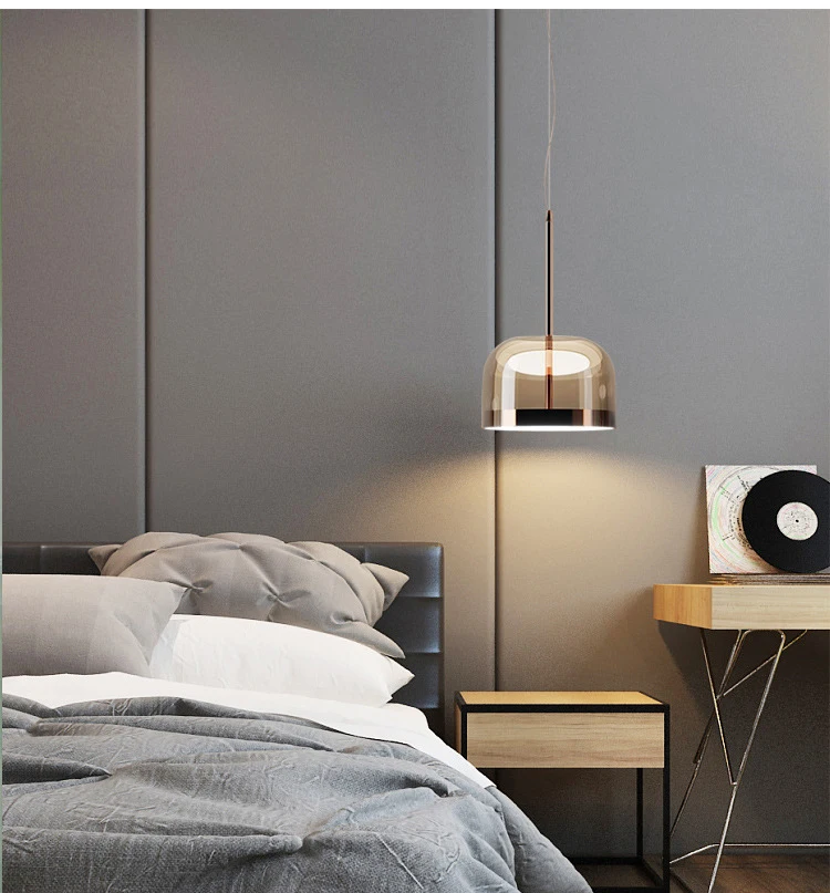 

Современная простая Подвесная лампа из розового золота, стеклянный абажур, скандинавский стеклянный металлический декор, подвесной светил...