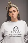 Женская белая толстовка с надписью Stop Making Drama, с круглым вырезом, Tumblr, гранж, феминистские Женские топы с графическим рисунком, модная уличная одежда