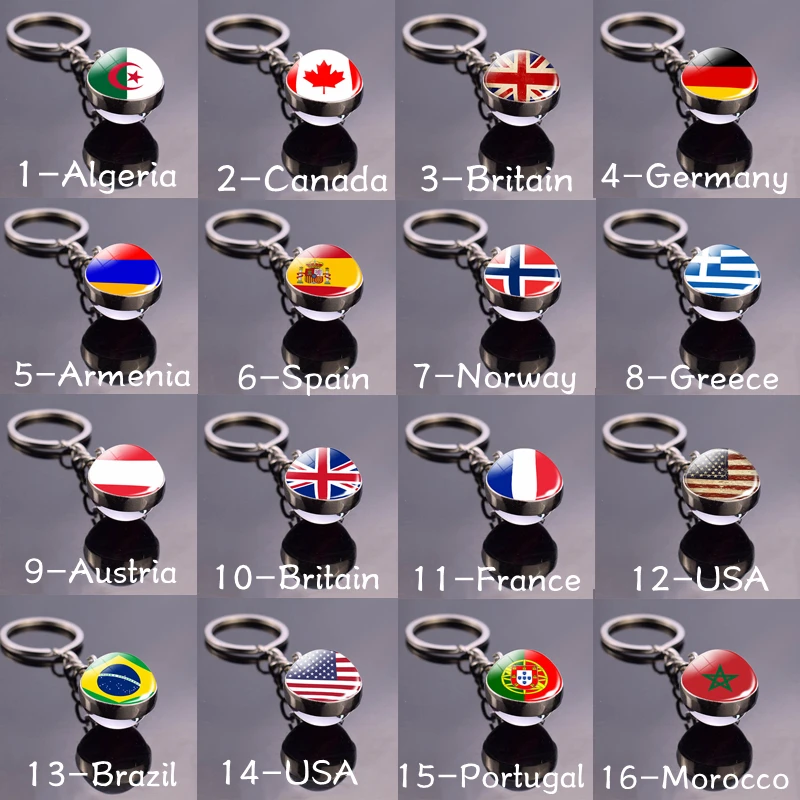 Футбольный брелок двухсторонняя подвеска в виде стеклянного шара лучшие страны
