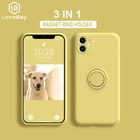 Модный мягкий чехол Lovebay из жидкого силикона для iPhone 13 12 11 Pro Max X XR XS Max 7 8 Plus SE2020 простой чехол-подставка с кольцом-держателем
