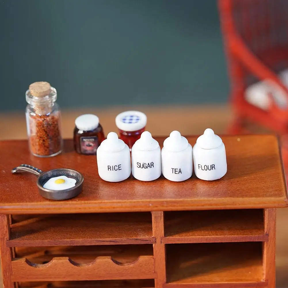 

Kawaii Dollhouse Miniature Ceramics Jar Seasoning Jar Accessories Decor House Supplies Kitchen Toy Home