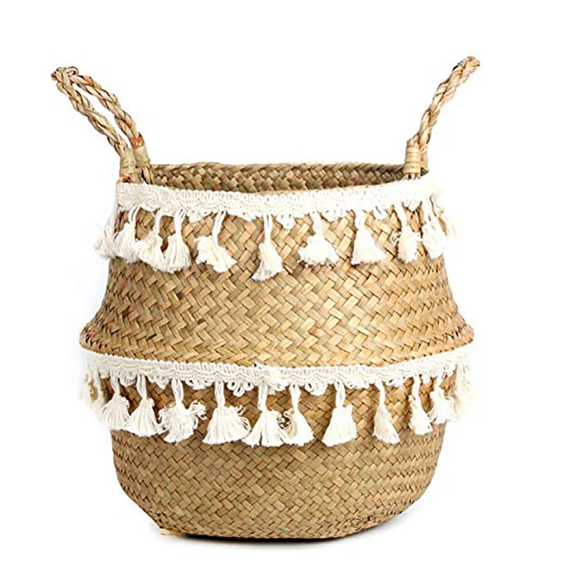B Nordic макраме плетеные корзины Panier лозы Cesta Mimbre прачечные корзины для хранения - Цвет: B