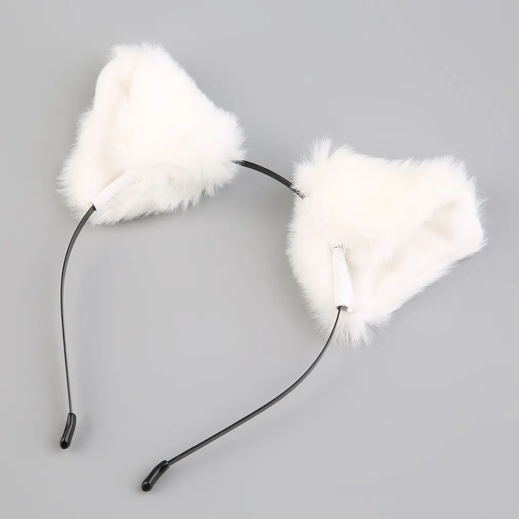 

Fluffy Cosplay Halloween Party Cat Faux Fox Fur Ears Costume Hairpin Hairband Black/White/Purple/Leopard/Black&Pink Apparel