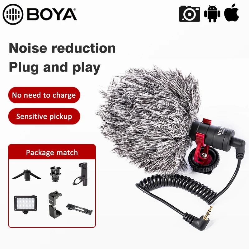 BOYA BY MM1 микрофон для видеозаписи android iPhone USB записи видео canon DSLR камеры