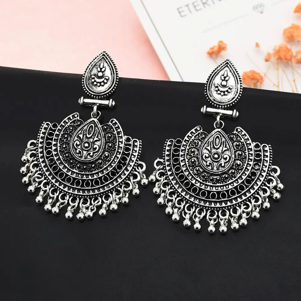 Афганские индийские серьги Jhumka для женщин большие веерные серьги-капли в стиле