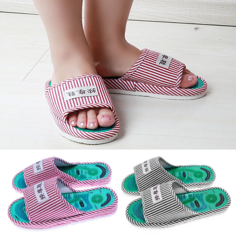 Массажные шлепанцы полосатые рефлексотерапевтические акупунктурные сандалии