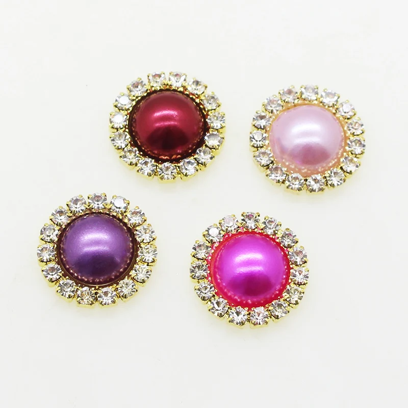 LKeRan 10Pcs/Lot 16mm Golden Base Flat back Button Pearl Wedding Diamond DIY Invitations Accessory Decorate | Дом и сад