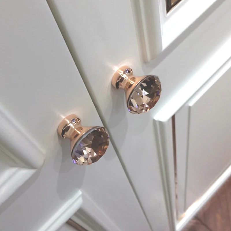 2019 новые ручки из хрустального стекла в форме бриллианта выдвижные ящики для