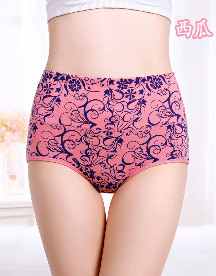 Женские трусики с цветочным принтом однотонные хлопковые трусы большого размера