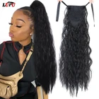 LUPU синтетический конский хвост, искусственные накладные волосы, зажим для женщин, длинные афро кудрявые волосы, удлинители волос с О-образным хвостом, черные, коричневые, красные