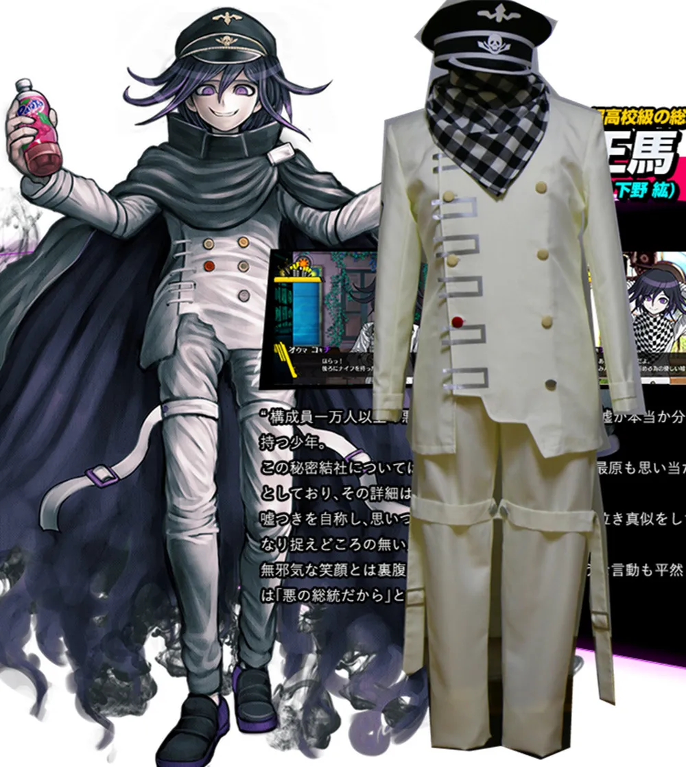 Custom Size Oma Kokichi Cosplay Anime Danganronpa V3: Killing Harmony Man Cosplay Costume 4in1 Coat+Pants+Scarf+Hat