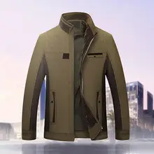 Excelente chaqueta para hombre, abrigo de manga larga, Color sólido, frente abierto, para mediana edad