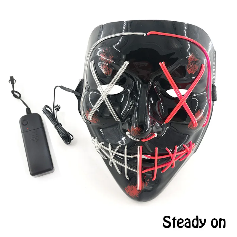 Хэллоуин ужас лицо EL Wire костюмная Маска Косплей Аксессуары светильник ящаяся