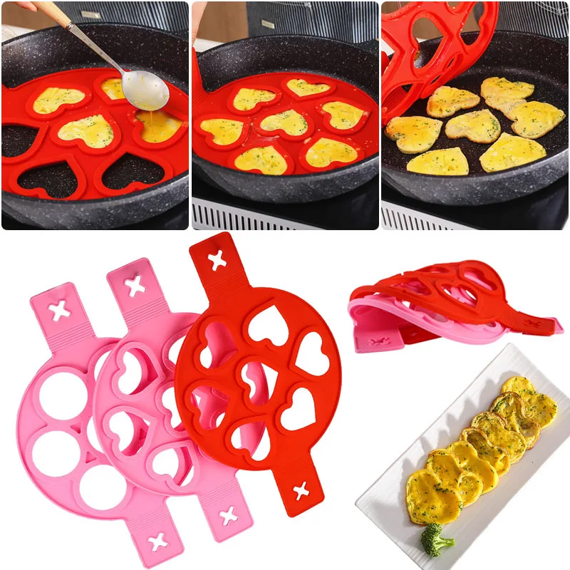 

Creative Star-Shaped Omelet Egg Mold Diy Multi-Purpose 7-Heart Pancake Maker Silicone Molds For Baking Kitchen Accessories